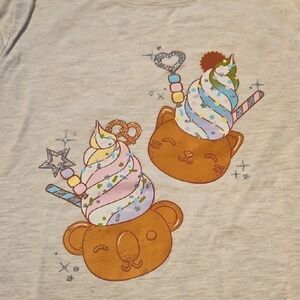 Cute Bear Ice Cream Graphic Long Sleeve Tee